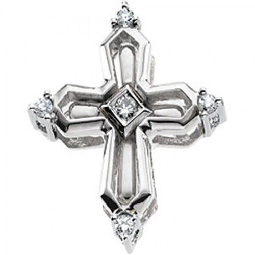 Cross Pendant with Diamonds in Lovely White Gold