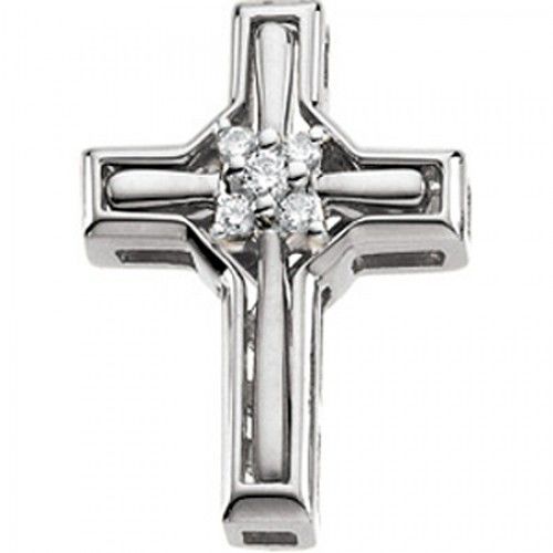 Cross Pendant with Diamonds in Sparkling White Gold
