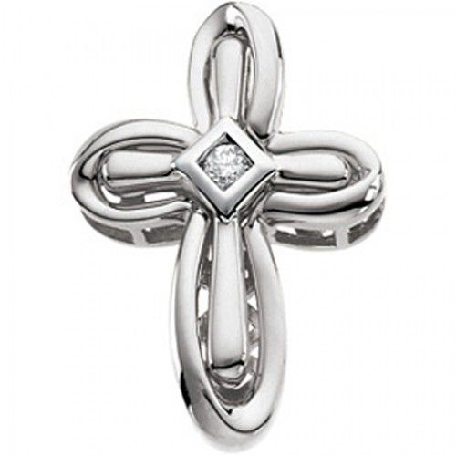 Cross Pendant with Diamonds in Gorgeous White Gold
