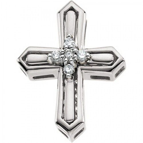 Cross Pendant with Diamonds in Striking White Gold