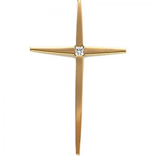 Appealing 14k Yellow Gold Diamond Cross Pendant - 0.03cttw