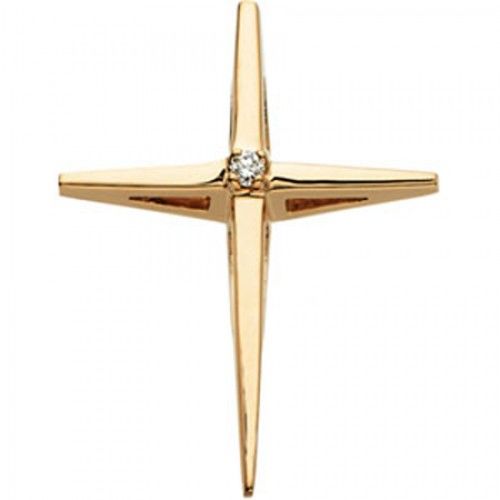 Yellow Gold 14k Superb Diamond Cross Pendant