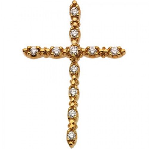 Diamond Cross Pendant in Yellow Gold 14k New - 0.19cttw