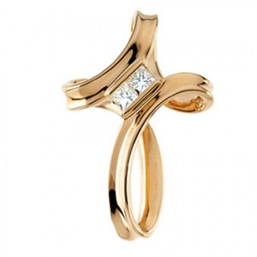 Diamond Cross Pendant in Yellow Gold 14k New - 0.1866cttw