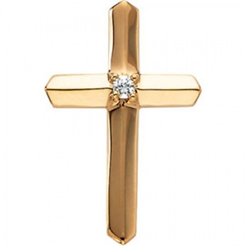 Yellow Gold 14k Diamond Cross Pendant - 0.03cttw