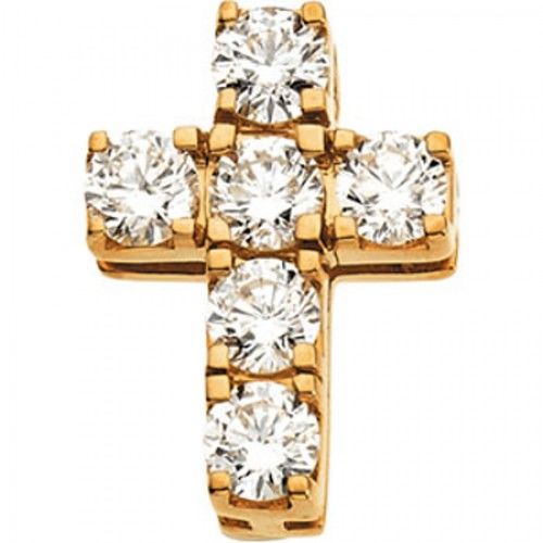 Diamond Cross Pendant in Yellow Gold 14k New - 0.15cttw