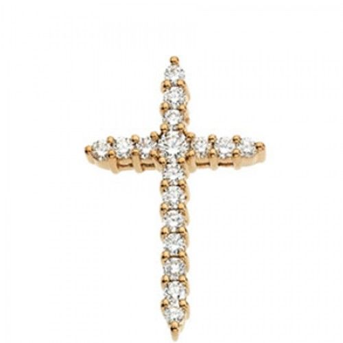 Diamond Cross Pendant in Yellow Gold 14k New - 0.35cttw