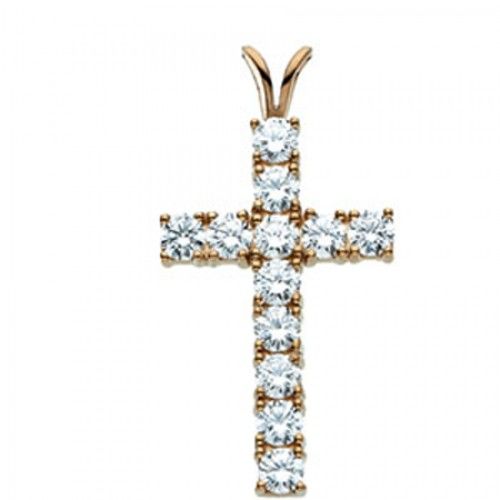 Diamond Cross Pendant in Yellow Gold 14k New - 1.2cttw