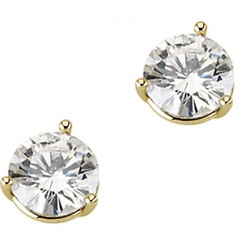 2 Ct Moissanite Stud Earrings in 14k Yellow Gold