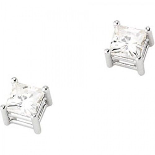 3/4 Ct Moissanite Stud Earrings in 14k White Gold
