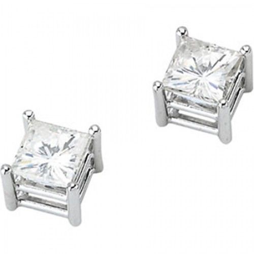 1 1/2 Ct Moissanite Stud Earrings in 14k White Gold