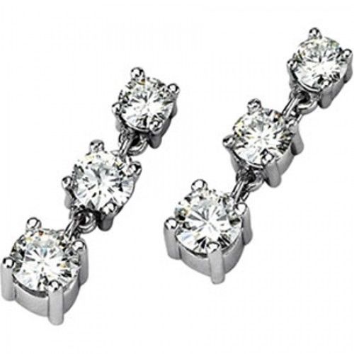 2 Ct Moissanite Drop Earrings in 14k White Gold