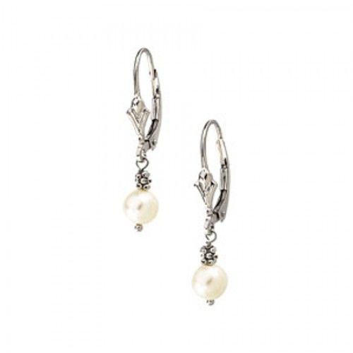6mm Round White Pearl Earrings -14k