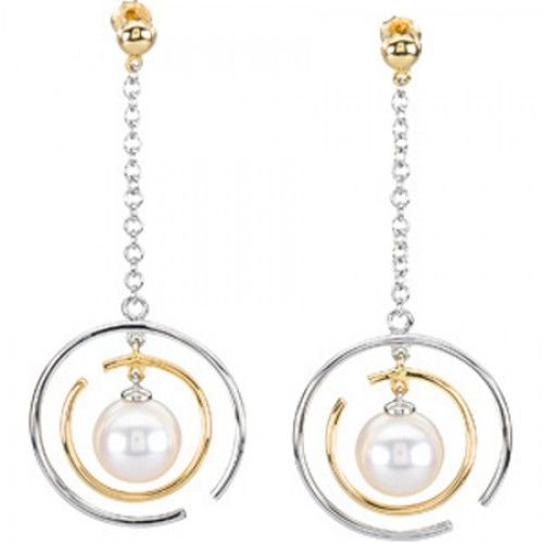 7mm Round White Pearl Earrings -14k/Yellow
