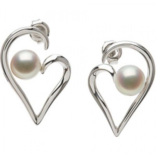 7mm Round White Pearl Earrings -925 Sterling