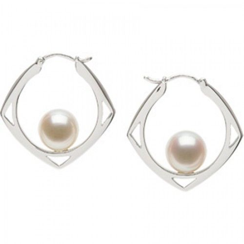 Sterling Silver 7.5mm Round White Pearl Earrings
