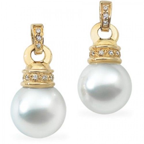 18k White Gold Diamond and Round White Pearl