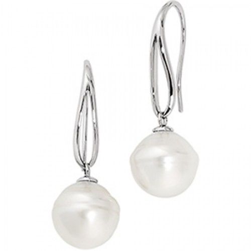 12mm Baroque White Pearl Earrings -14k