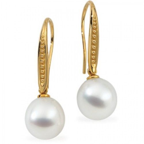 11mm Round White Pearl Earrings -18k