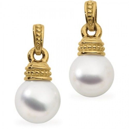 11mm Round White Pearl Earrings -18k
