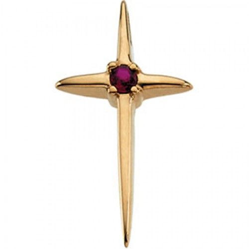 Ruby Cross Pendant in Yellow Gold 14k New - 0.05cttw