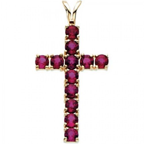Ruby Cross Pendant in Yellow Gold 14k New - 1.92cttw