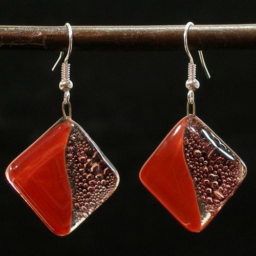 Deep Passion Fused Glass Earrings - (Chile)
