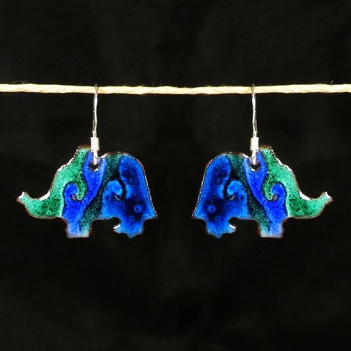 Enamel Elephant Earrings