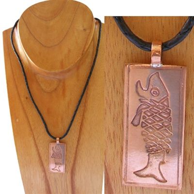 Copper Fish Pendant on Leather - Chile