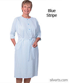 Womens Regular Seersucker Dress - Three Quarter Sleeve