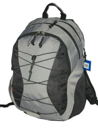 Backpack w/3 compartment & 1 CD pouch 18.5x12x9, Grey/black. Case Pack 24