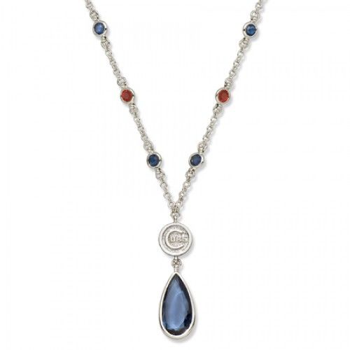 Chicago Cubs Necklace - Blue W/ Red Crystals & Team Logo