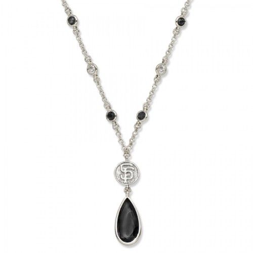 San Francisco Giants Necklace - Black W/ White Crystals & Team Logo