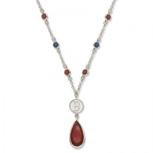 Boston Red Sox Necklace - Red W/ Blue Crystals & Team Logo