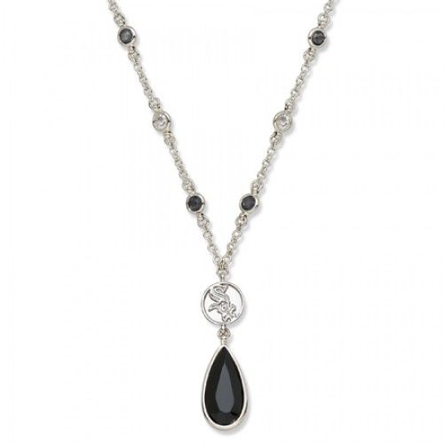 Chicago White Sox Necklace - Black W/ White Crystals & Team Logo