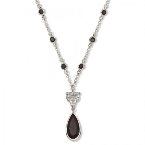 Chicago Bulls Necklace - Black W/  Crystals & Team Logo