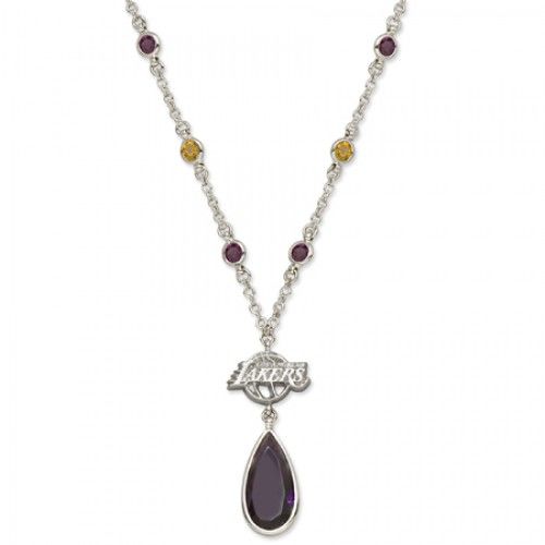 Los Angeles Lakers Necklace - Purple W/ Yellow Crystals & Team Logo