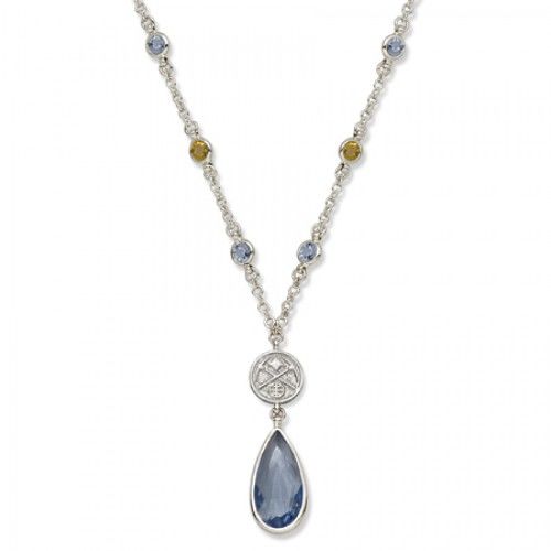 Denver Nuggets Necklace - Blue W/ Yellow Crystals & Team Logo