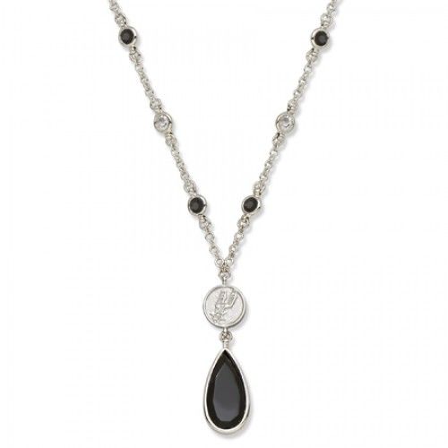San Antonio Spurs Necklace - Black W/ White Crystals & Team Logo