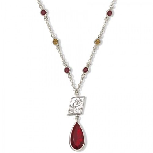 Phoenix Suns Necklace - Red W/ Yellow Crystals & Team Logo