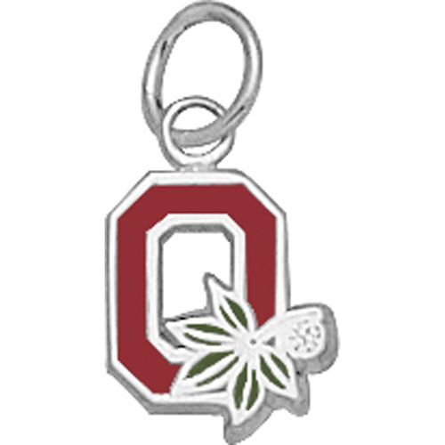 Ohio State University Pendant - 10k Gold Enameled Block Style ""O"" 3/8