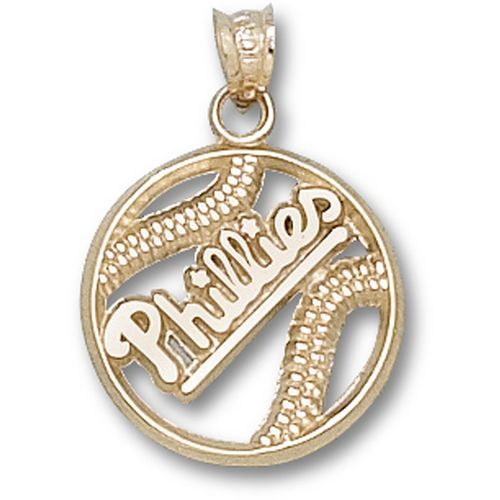 Philadelphia Phillies Pendant - 10k Gold Pierced Baseball