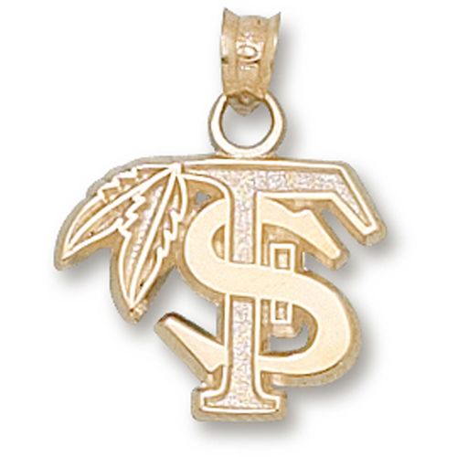 Florida State University Pendant - 10k Gold Fs Feather