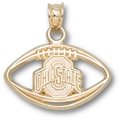Ohio State University Pendant - 10k Gold Pierced Football 1/2