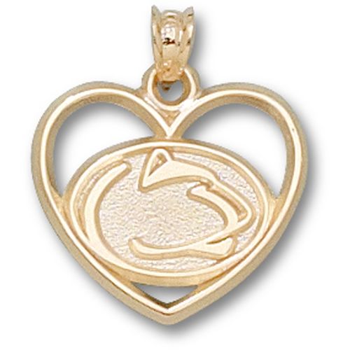 Penn State University Pendant - 10k Gold Lion Head Heart 5/8