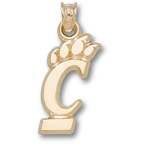 University of Cincinnati Pendant - 10k Gold C Paw 3/4