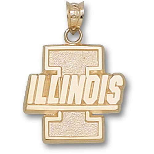 University of Illinois Pendant - 10k Gold Block ""I"" with Ilinois 3/4