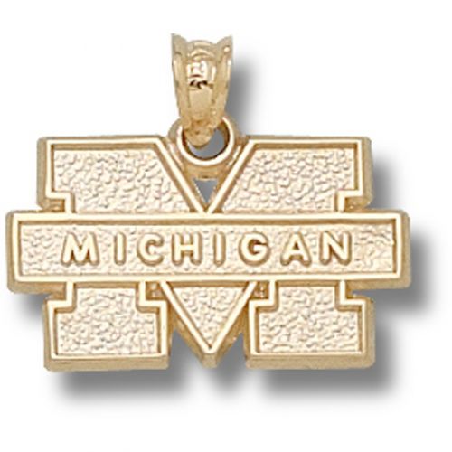 University of Michigan Pendant - 10k Gold Block ""M"" with Michigan 7/16