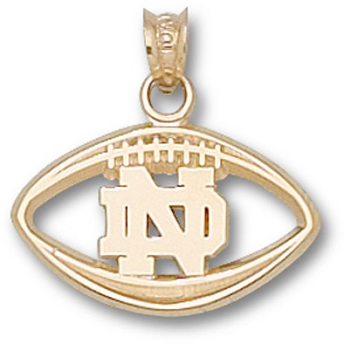 University of Notre Dame Pendant - 10k Gold Nd Pierced Football 1/2