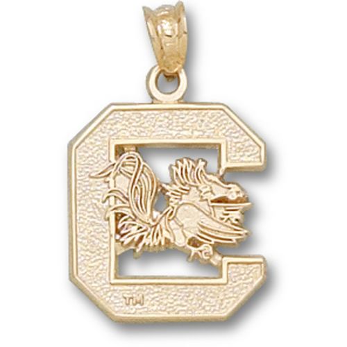 University of South Carolina Pendant - 10k Gold C with Gamecock 5/8